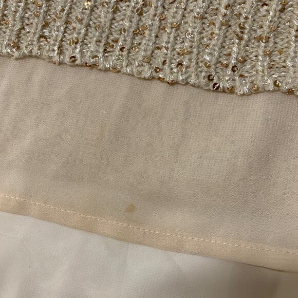 FADED GLORY Beige Sequin Long Sleeve Knit Sweater Medium - Picture 4 of 10